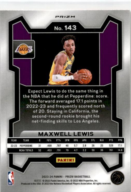 2023-24 Panini Prizm Prizms Orange Ice #143 Maxwell Lewis Rookie Lakers