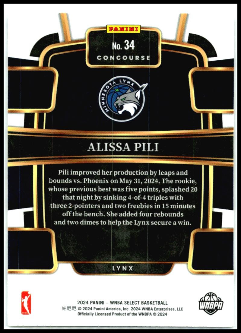 2024 Panini Select WNBA #34 Alissa Pili Minnesota Lynx