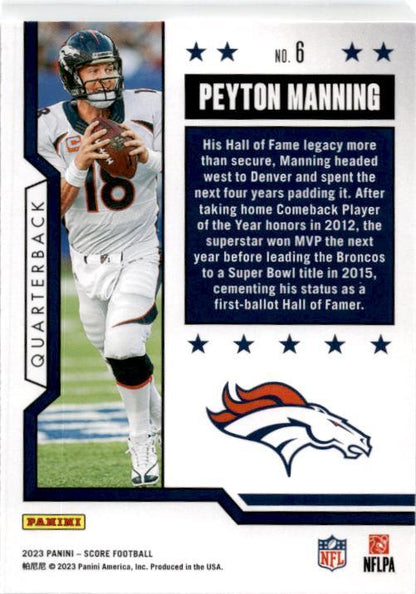 2023 Score First Ballot #6 Peyton Manning Denver Broncos