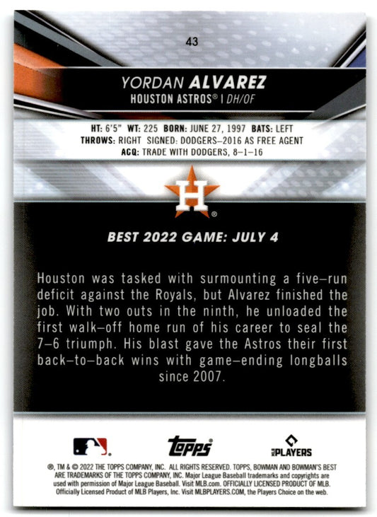 2022 Bowman Best Yordan Alvarez Houston Astros #43