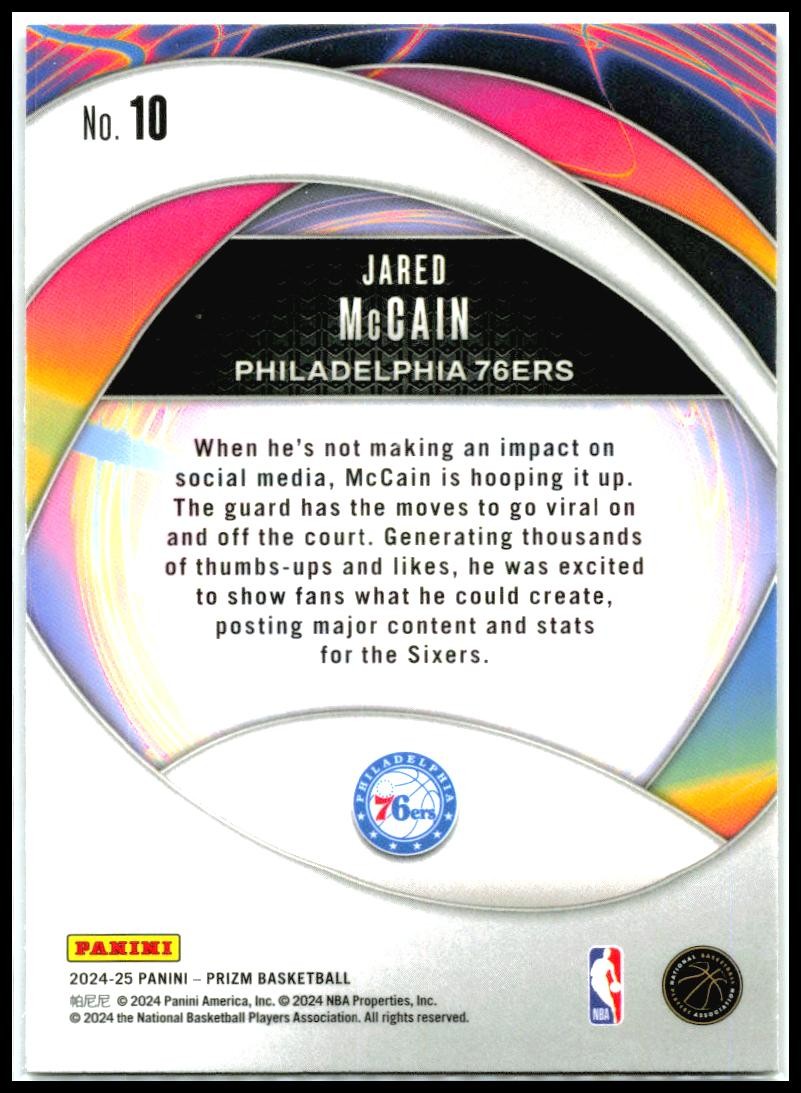 2024-25 Panini Prizm Instant Impact #10 Jared McCain Philadelphia 76ers