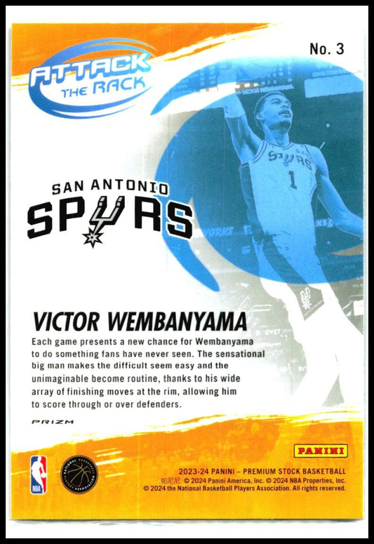 2023-24 Hoops Premium Stock Attack The Rack Silver #3 Victor Wembanyama Spurs