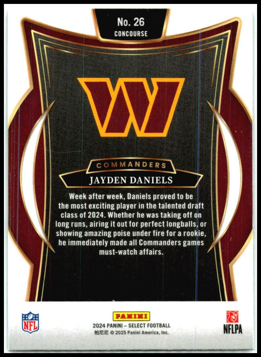 2024 Panini Select #26 Jayden Daniels Rookie Washington Commanders