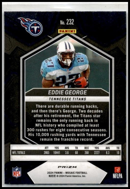 2024 Panini Mosaic Mosaic Reactive Blue #232 Eddie George Tennessee Titans