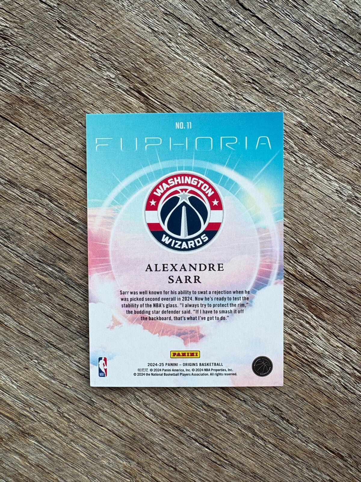 2024-25 Panini Origins Basketball Euphoria 11  Alexandre Sarr RC Wizards