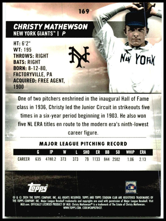 2024 Stadium Club #169 Christy Mathewson New York Giants
