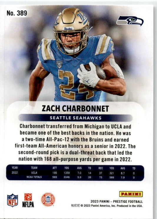 2023 Panini Prestige Xtra Points Sunburst #389 Zach Charbonnet Rookie Seahawks