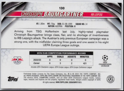 2023-24 Topps Chrome UEFA Club Competitions #130 Christoph Baumgartner