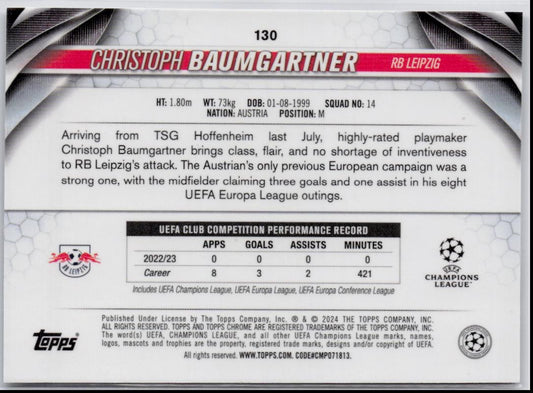 2023-24 Topps Chrome UEFA Club Competitions #130 Christoph Baumgartner