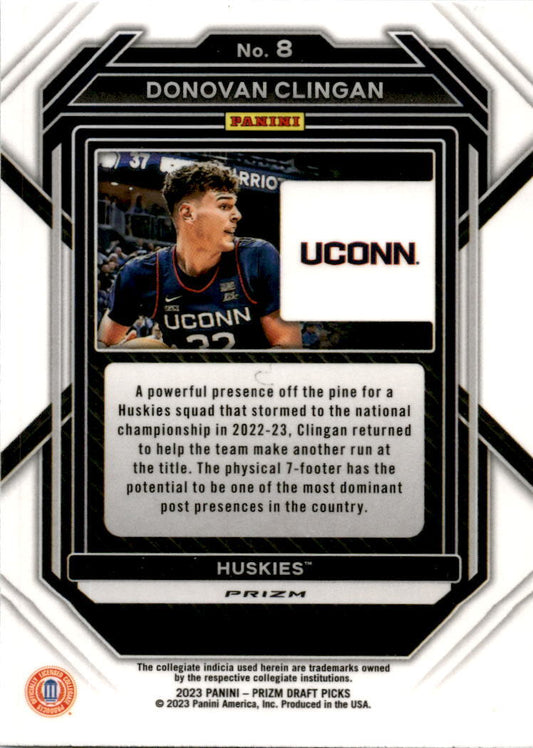 2023 Prizm Draft Picks Rated Prospect Silver #8 Donovan Clingan Huskies