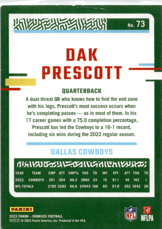 2023 Donruss #73 Dak Prescott Dallas Cowboys