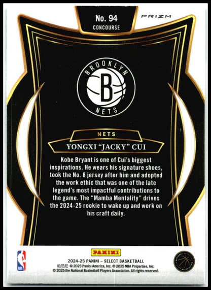 2024-25 Select Green White Purple Prizm #94 Yongxi "Jacky" Cui Rookie Nets