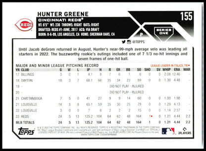 2023 Topps #155 Hunter Greene Cincinnati Reds