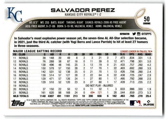 2022 Topps Chrome Refractor Salvador Perez Kansas City Royals #50
