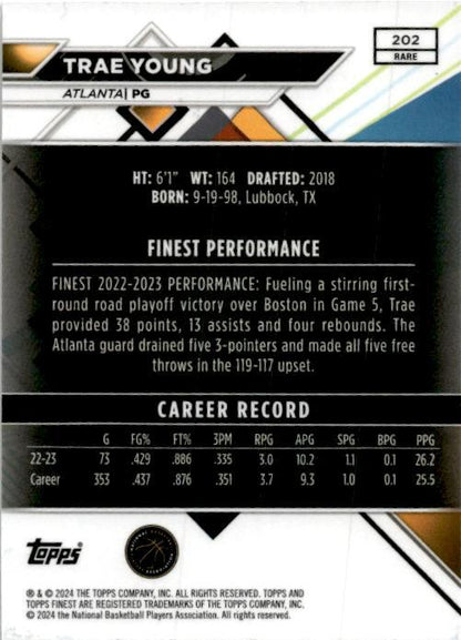 2023-24 Topps Finest Rare Xfractor #202 Trae Young Hawks