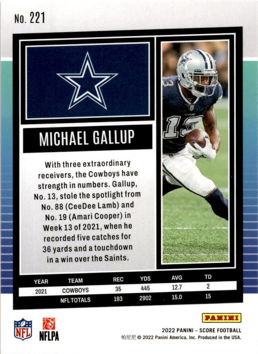 2022 Score Red #221 Michael Gallup Dallas Cowboys