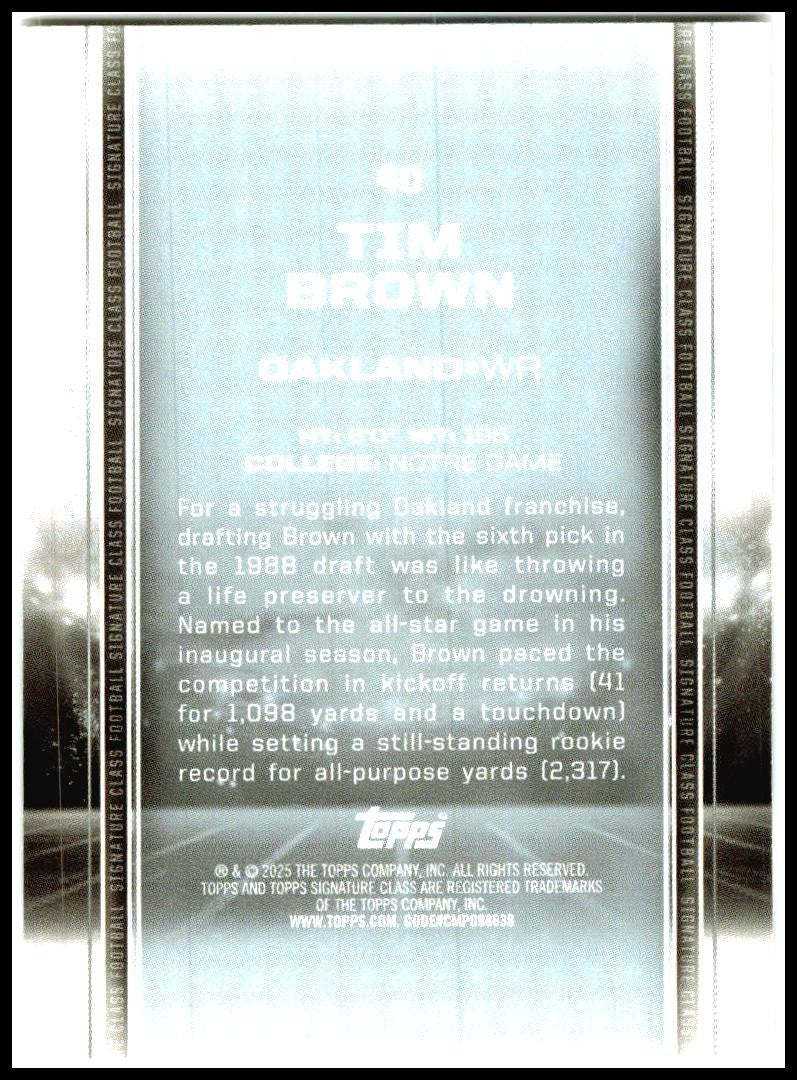 2024 Topps Signature Class Blue & Orange #40 Tim Brown Oakland Raiders