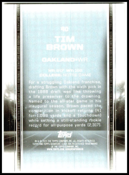2024 Topps Signature Class Blue & Orange #40 Tim Brown Oakland Raiders