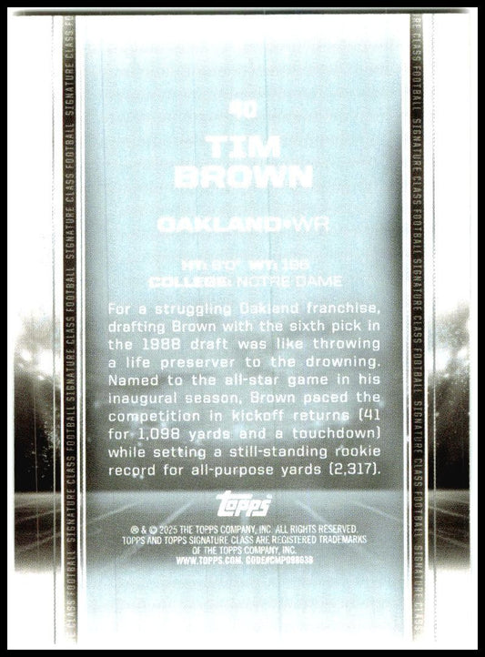 2024 Topps Signature Class Blue & Orange #40 Tim Brown Oakland Raiders