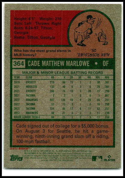 2024 Topps Heritage Chrome #364 Cade Marlowe Rookie #/699 Seattle Mariners