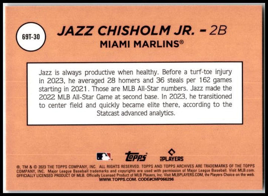 2023 Topps Archives 1969 Topps Single Player Foil #69T-30 Jazz Chisholm Jr.
