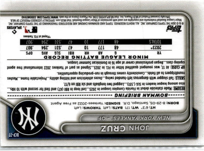 2024 Bowman #BCP-77 John Cruz New York Yankees