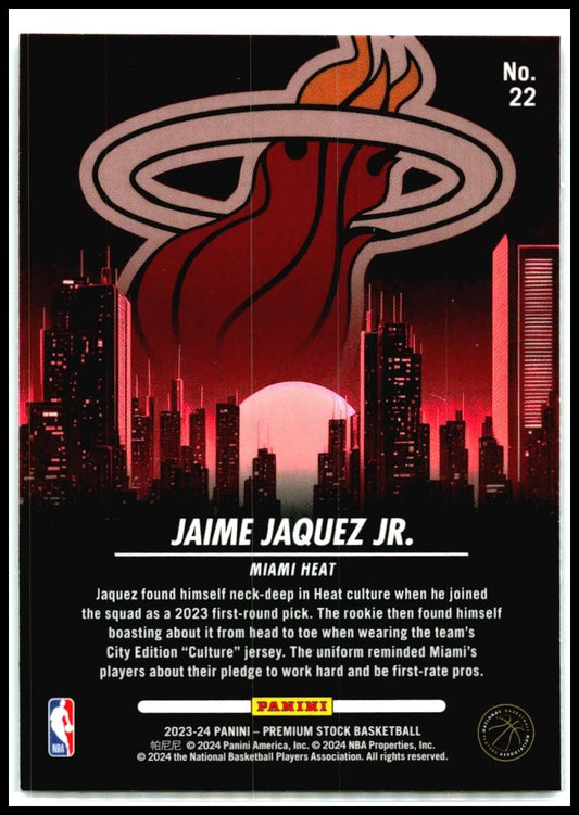 2023-24 Hoops Premium Stock City Edition #22 Jaime Jaquez Jr. Miami Heat