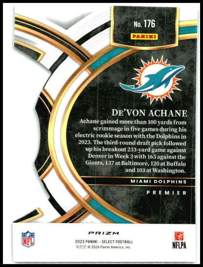 2023 Panini Select Red and Yellow Die Cuts #176 De'Von Achane Rookie Miami