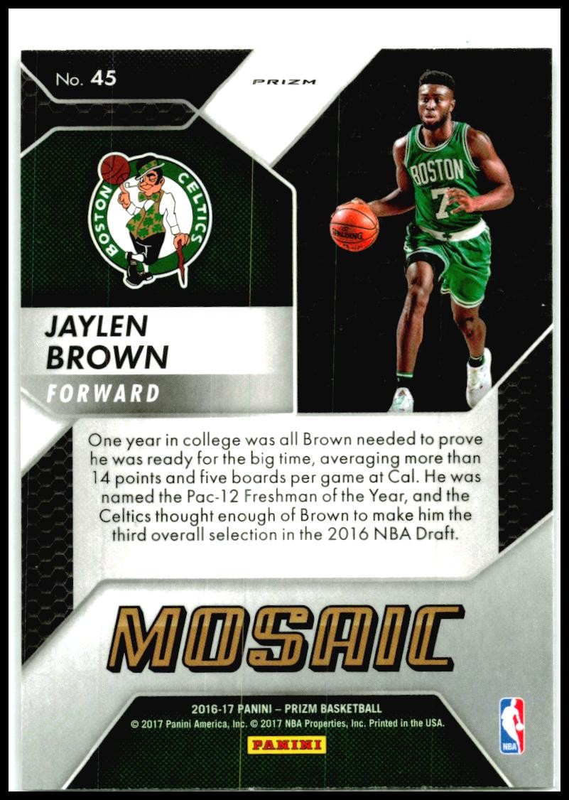 2016-17 Panini Mosaic Prizm #45 Jaylen Brown Rookie Boston Celtics