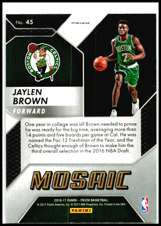 2016-17 Panini Mosaic Prizm #45 Jaylen Brown Rookie Boston Celtics