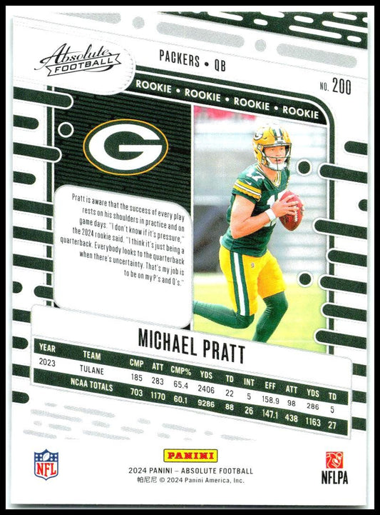 2024 Panini Absolute #200 Michael Pratt Rookie Green Bay Packers
