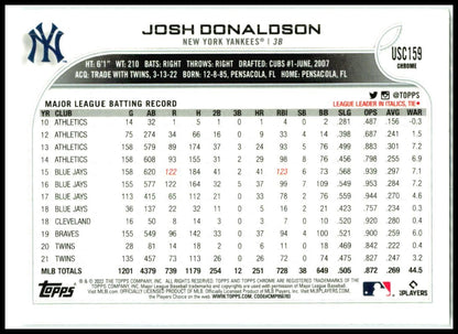 2022 Topps Chrome Update #USC159 Josh Donaldson New York Yankees