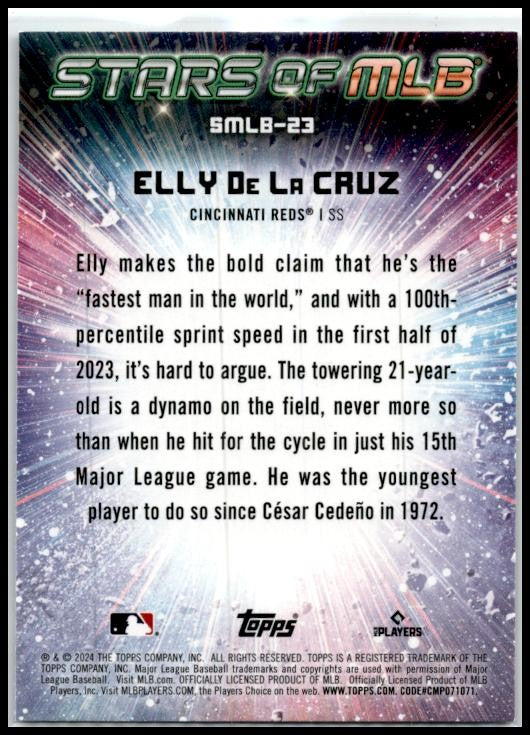 2024 Topps Stars of MLB #SMLB-23 Elly De La Cruz Cincinnati Reds