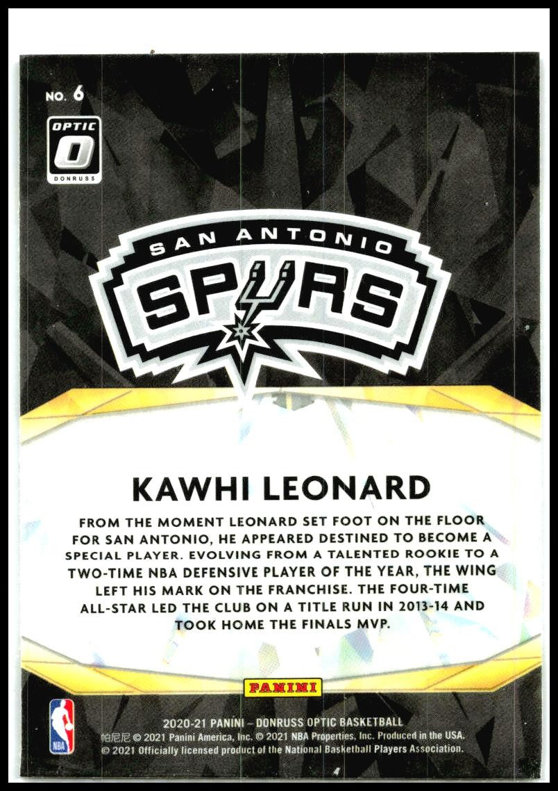 2020-21 Donruss Optic Winner Stays #6 Kawhi Leonard San Antonio Spurs