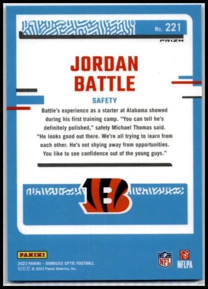 2023 Donruss Optic Purple Shock #221 Jordan Battle Rookie Cincinnati Bengals