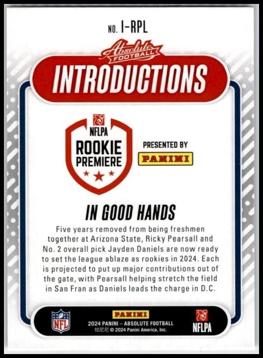 2024 Panini Absolute Introductions #I-RPL Ricky Pearsall San Francisco 49ers
