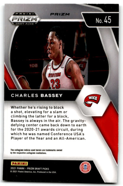 2021-22 Silver Prizm Charles Bassey Western Kentucky Hilltoppers #45
