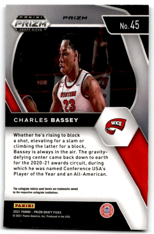 2021-22 Silver Prizm Charles Bassey Western Kentucky Hilltoppers #45
