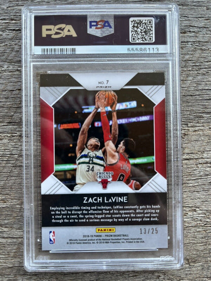 2018-19 Panini Prizm That's Savage! #7 Zach LaVine PSA 10  Chicago Bulls 13/25