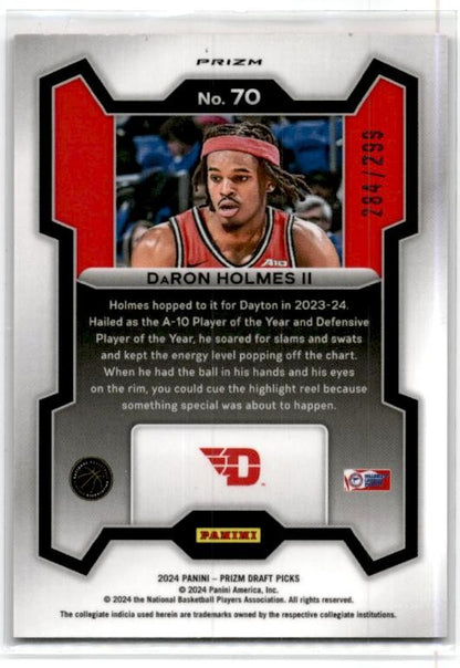 2024 Panini Prizm Draft Picks Prizms Red Pulsar #70 DaRon Holmes II /299 Nuggets