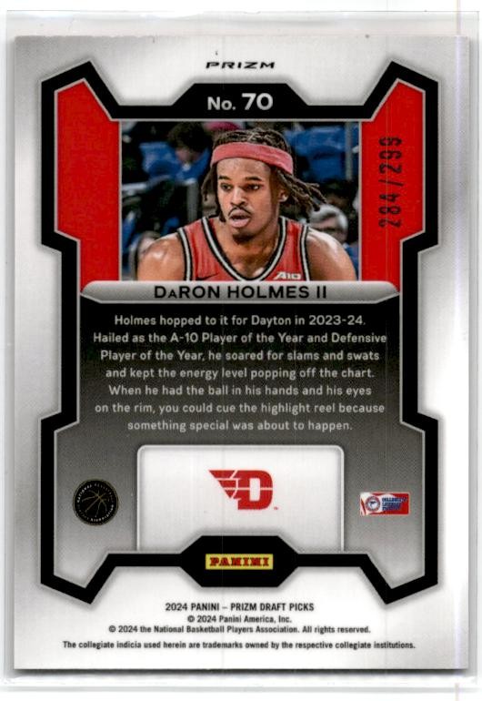 2024 Panini Prizm Draft Picks Prizms Red Pulsar #70 DaRon Holmes II /299 Nuggets