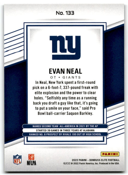 2022 Donruss Elite Evan Neal New York Giants #133