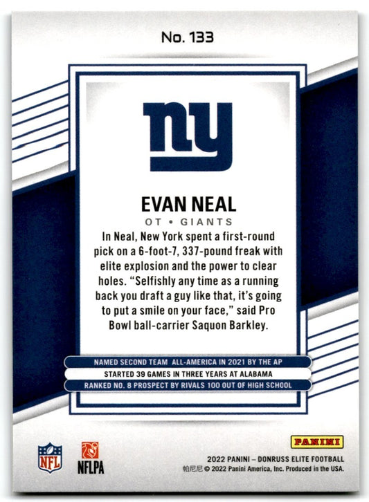 2022 Donruss Elite Evan Neal New York Giants #133