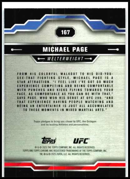 2025 Topps Chrome UFC Red & Blue Refractor #167 Michael Page