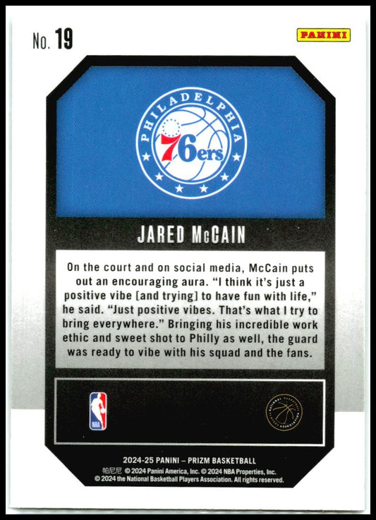 2024-25 Panini Prizm Emergent #19 Jared McCain Philadelphia 76ers