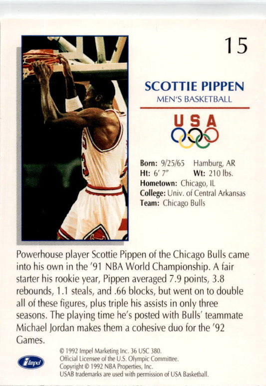 1992 Impel Olympicards: 1992 U.S. Olympic Hopefuls #15 Scottie Pippen Bulls