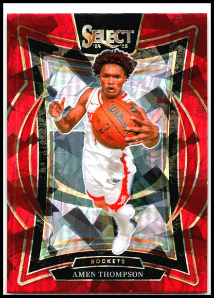 2024-25 Panini Select Red Cracked Ice Prizm #59 Amen Thompson Houston Rockets