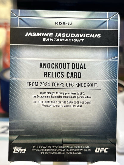 2024 Topps UFC Knockout #/8 Jasmine Jasudavicius Knockout Dual Relic Rookie Card