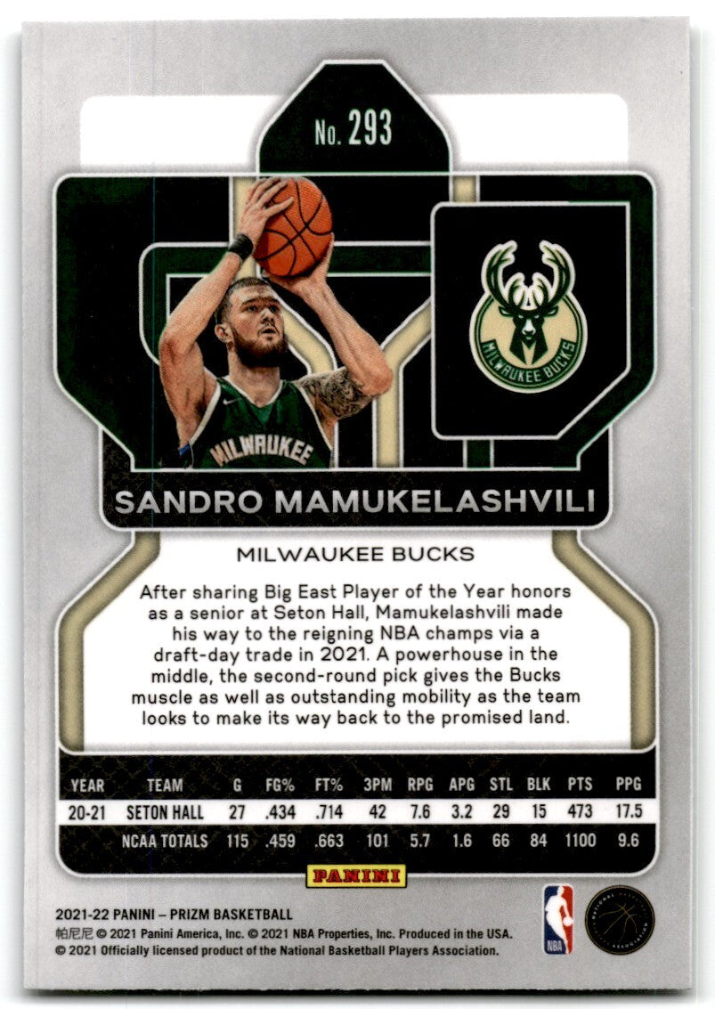 2021-22 Panini Prizm Sandro Mamukelashvili Milwaukee Bucks #293