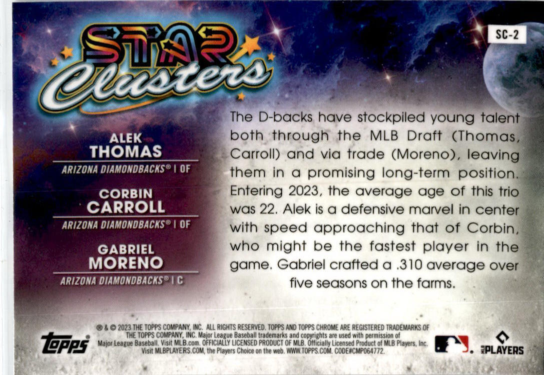 2023 Topps Chrome Cosmic Star Clusters #SC-2 Thomas/Carroll/ Moreno Diamondbacks
